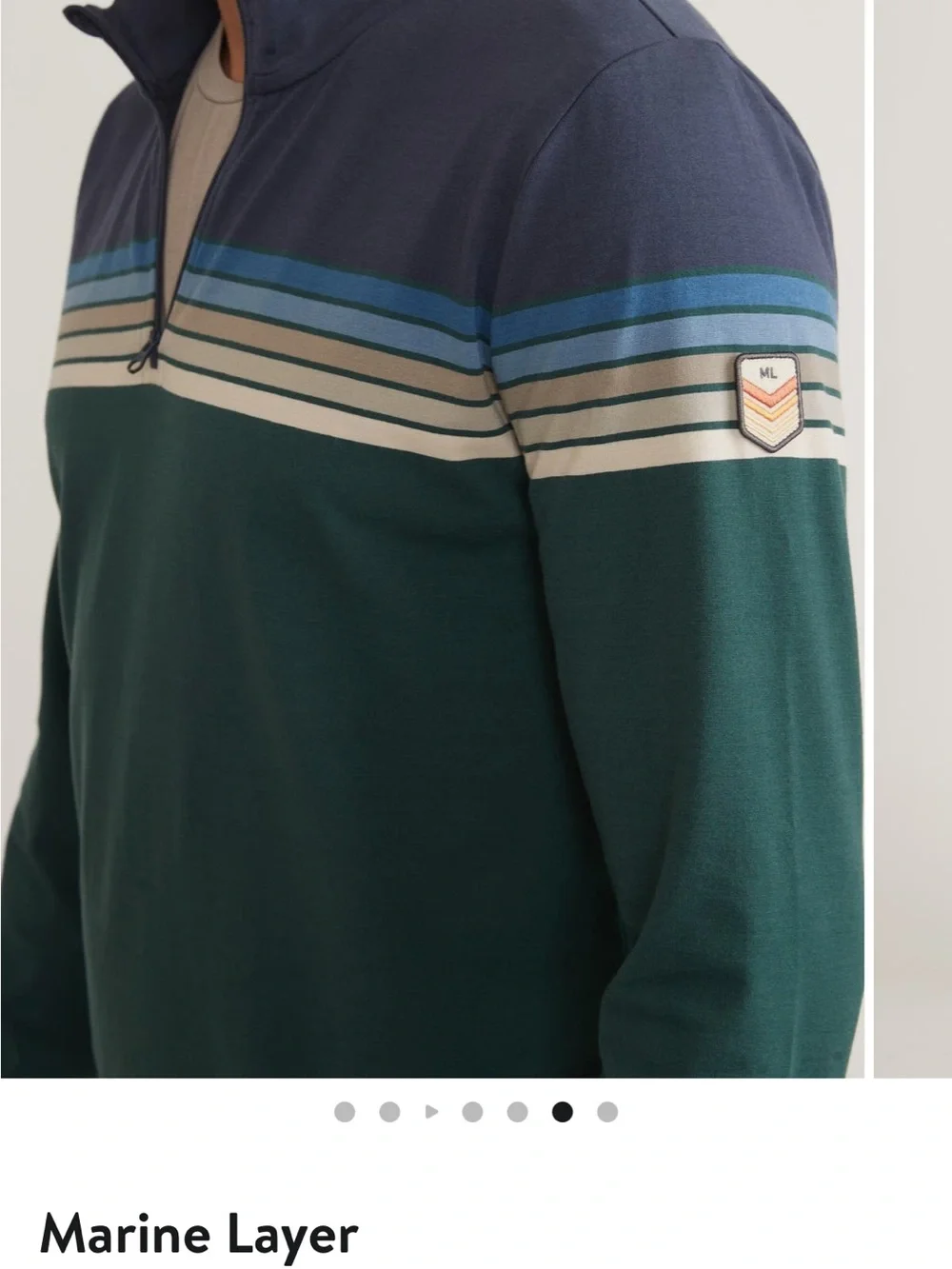 Marine Layer Men’s Striped Half-Zip Pullover - Navy & Forest Green